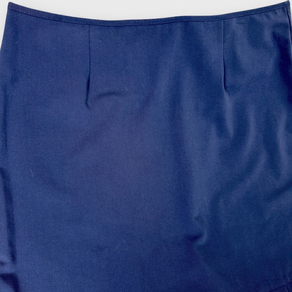 N Touch Vintage Casual Pleated Hem Pencil Skirt Back Zip Stretchy Size 14 Blue - Picture 5 of 9